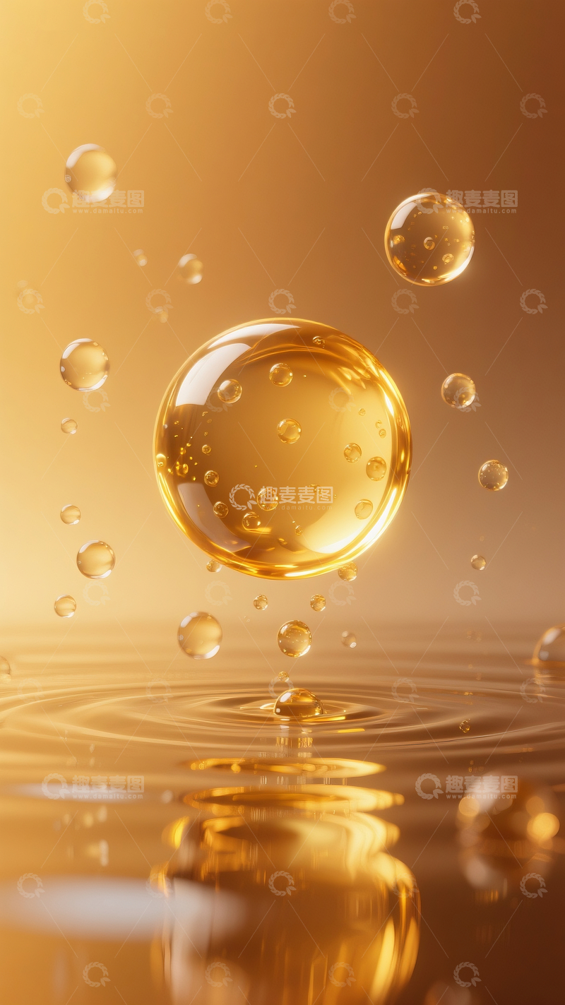 源文件下载【趣麦麦图】透明金色树脂质感气泡5