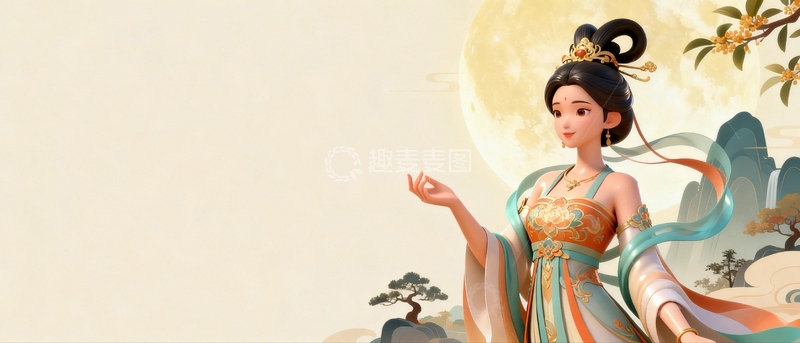 高清大图下载【趣麦麦图】古风三维月下嫦娥4