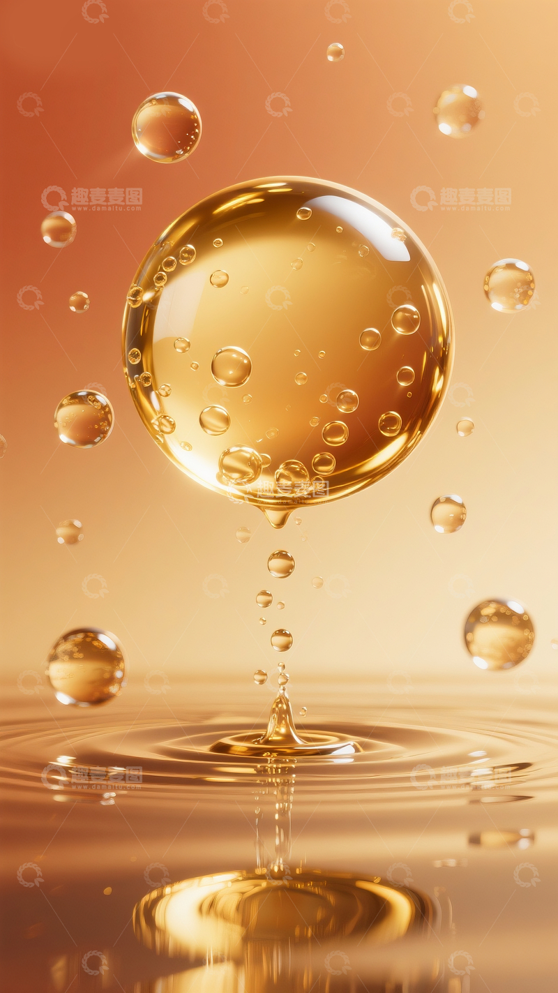 源文件下载【趣麦麦图】透明金色树脂质感气泡1