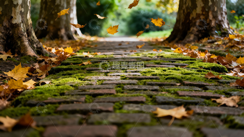 高清大图下载【趣麦麦图】深秋 落叶 青苔