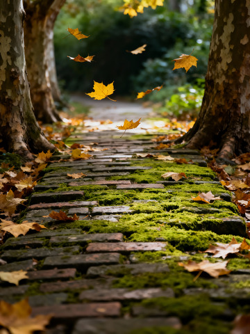 深秋 落叶 青苔