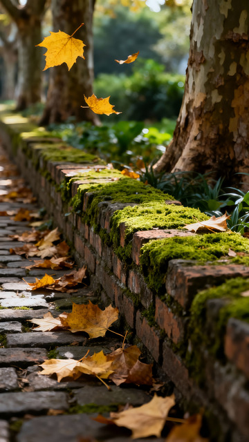 深秋 落叶 青苔