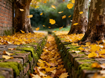 深秋 落叶 青苔