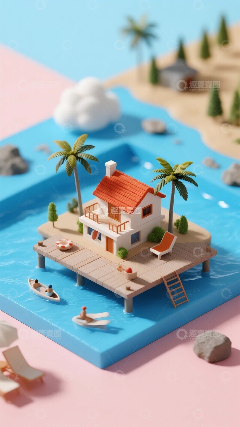 高清大图下载【趣麦麦图】海滨小屋：惬意的度假天堂