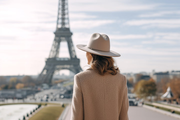 假期旅行中的女人背影