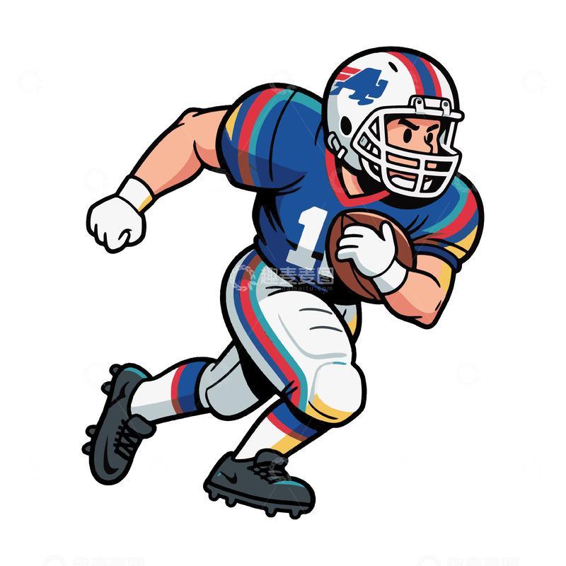 源文件下载【趣麦麦图】一位橄榄球运动员抱着球冲锋