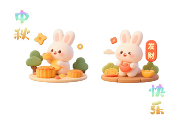 可爱  月饼 兔兔 中秋