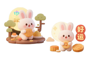 中秋节 月饼 可爱兔兔