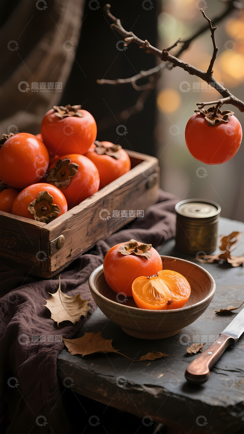 高清大图下载【趣麦麦图】水果柿子水果广告摄影图