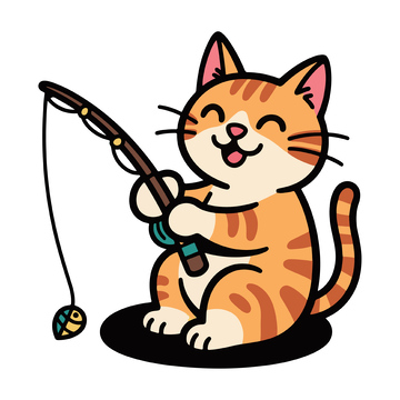 一只在钓鱼的小猫