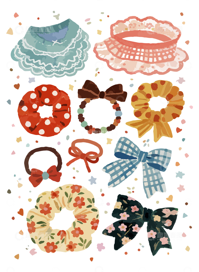 源文件下载【趣麦麦图】各种发圈水彩插画2