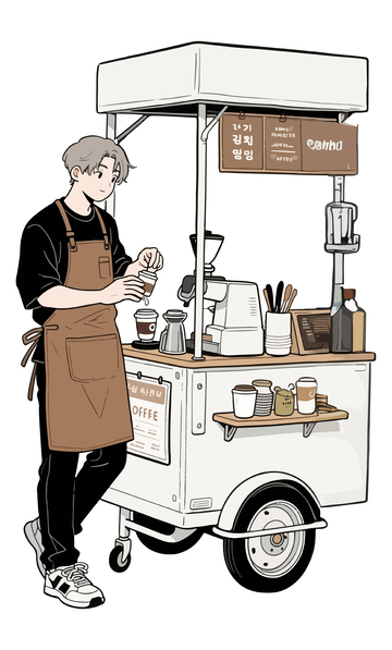 摆咖啡小摊的年轻人1