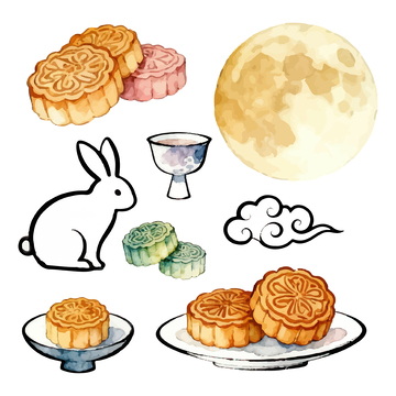 中秋节插画元素1