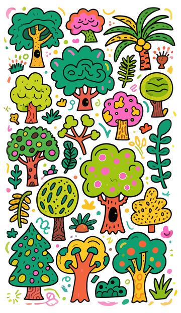 抽象植物树木插画背景