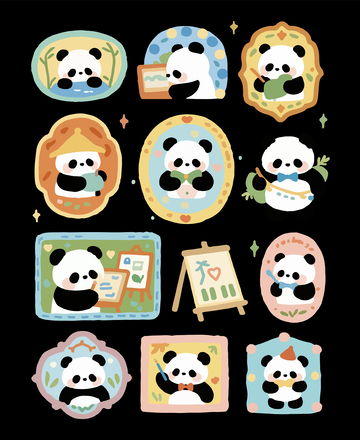 熊猫卡通贴纸1