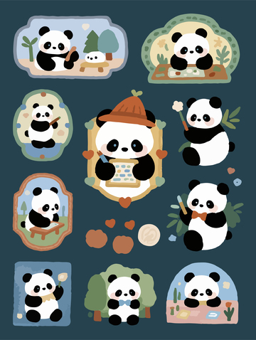 熊猫卡通贴纸2