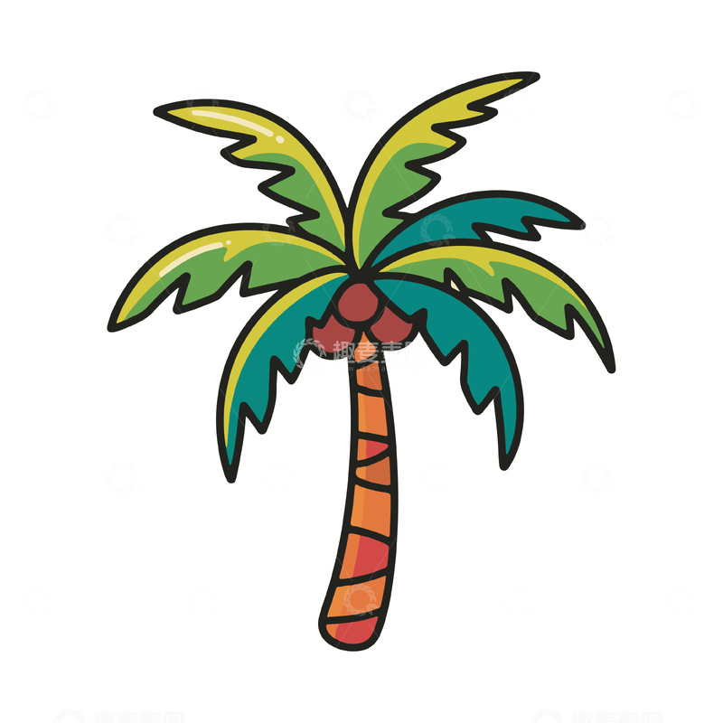 源文件下载【趣麦麦图】一颗高大的椰子树