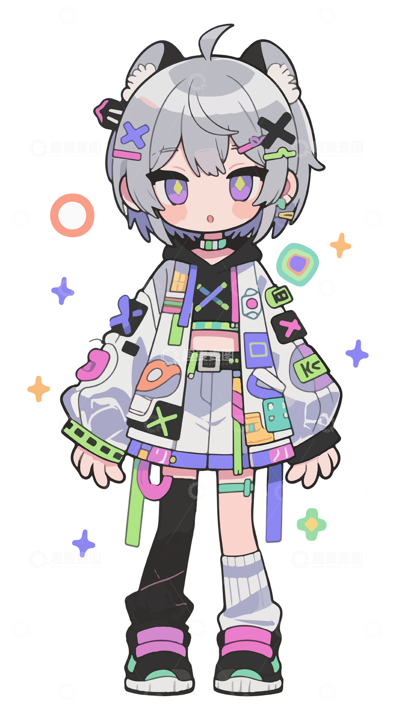 源文件下载【趣麦麦图】二次元卡通人物1