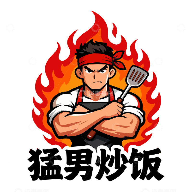 源文件下载【趣麦麦图】-猛男炒饭LOGO设计