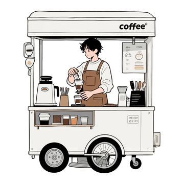 摆咖啡小摊的年轻人2