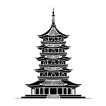 西湖雷峰塔建筑线稿