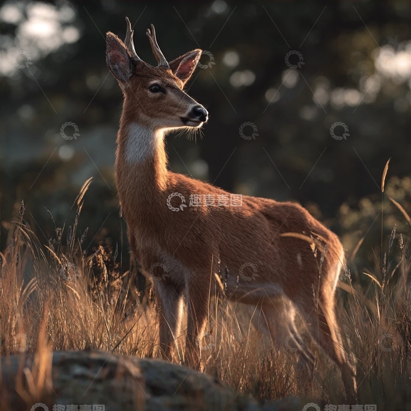 高清大图下载【趣麦麦图】野外摄影：春日的鹿影