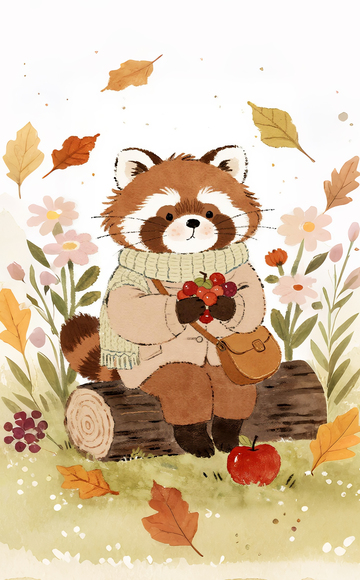 秋天在户外拟人的浣熊