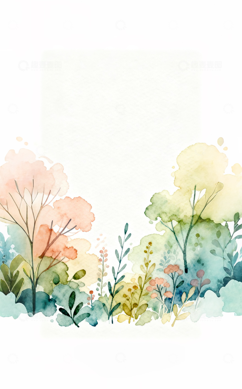 高清大图下载【趣麦麦图】-文艺清新植物水彩插画3