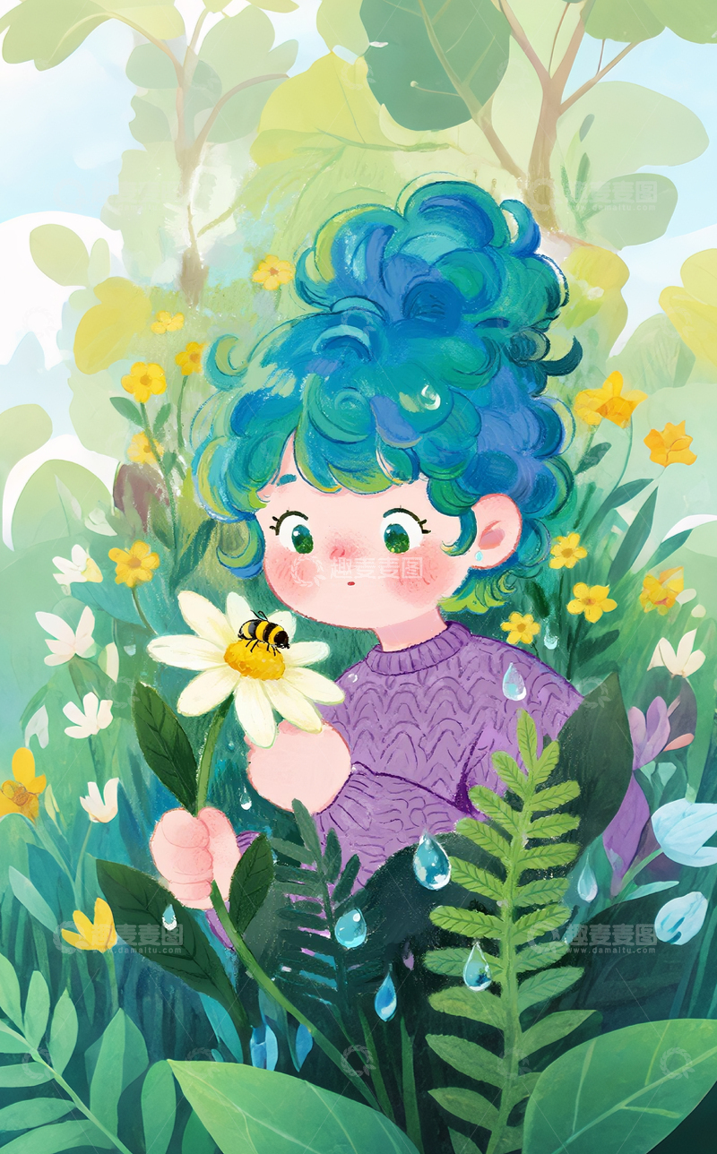 高清大图下载【趣麦麦图】可爱的女孩和鲜花2