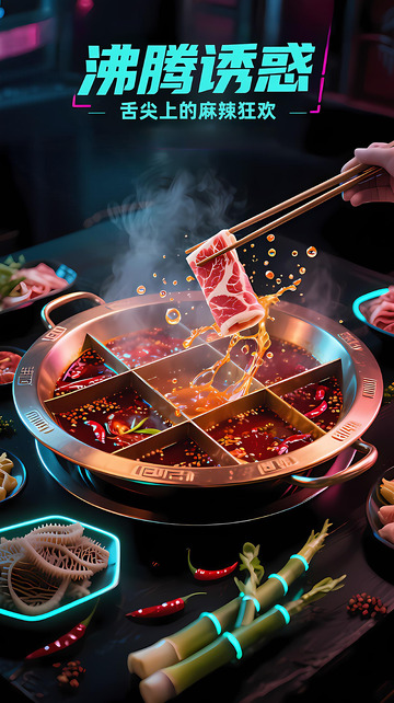 火锅美食麻辣火锅海报设计