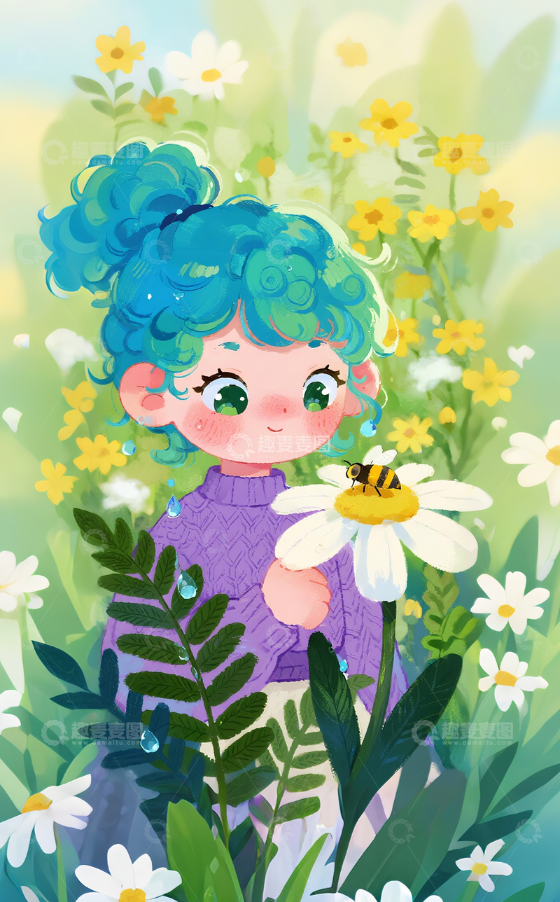 高清大图下载【趣麦麦图】可爱的女孩和鲜花4