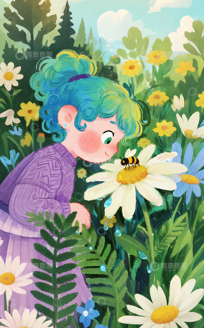 高清大图下载【趣麦麦图】可爱的女孩和鲜花3