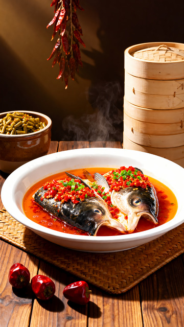 泡椒鱼头川菜中式美食摄影图