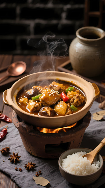 黄焖鸡中式美食摄影图