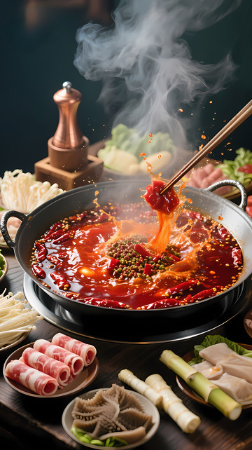美食火锅牛肉火锅食材广告摄影图