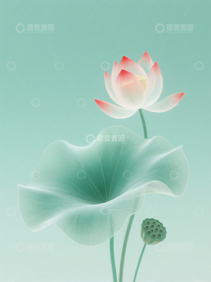 高清大图下载【趣麦麦图】荷叶与荷花莲蓬