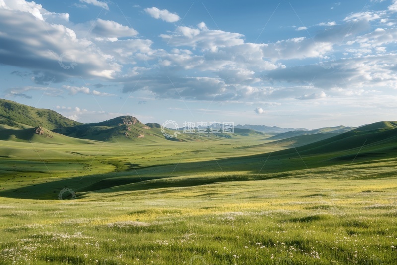 高清大图下载【趣麦麦图】草原山丘远山美景