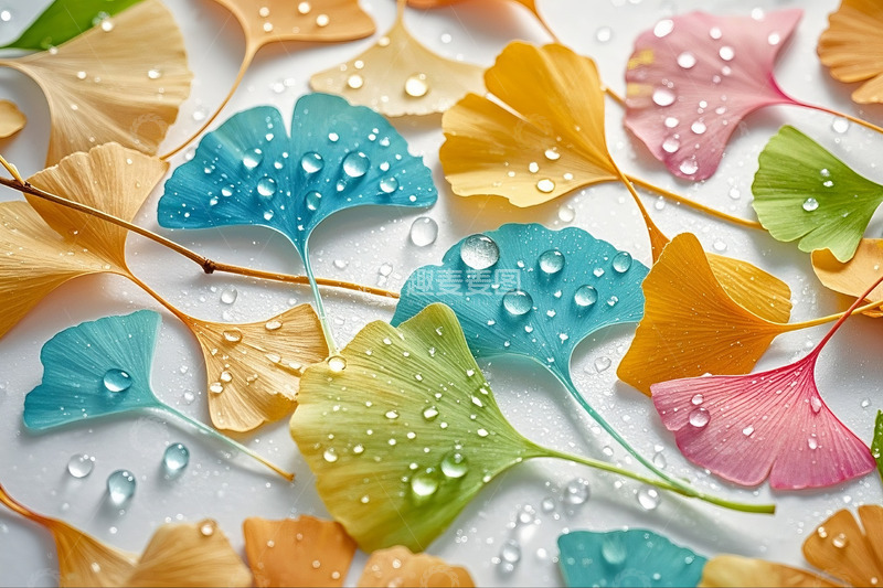 高清大图下载【趣麦麦图】色彩缤纷的银杏叶