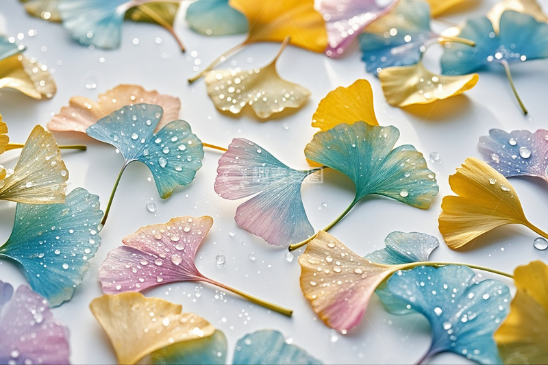 高清大图下载【趣麦麦图】色彩缤纷的银杏叶