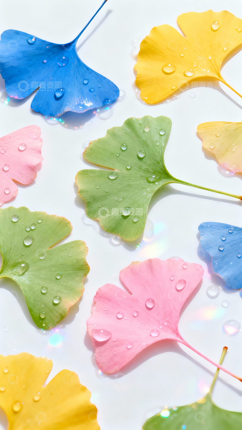 高清大图下载【趣麦麦图】色彩缤纷的银杏叶