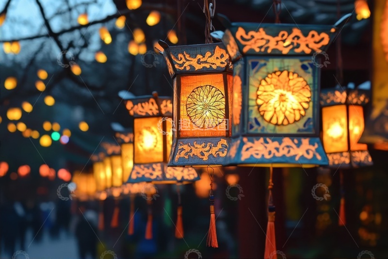 高清大图下载【趣麦麦图】挂起来的复古花灯