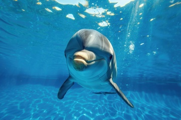 游泳池里的一只海豚