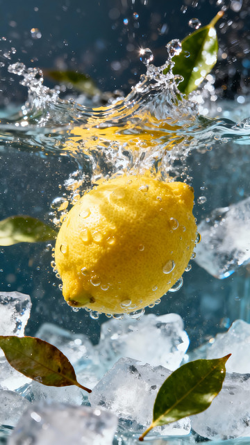 柠檬浸泡在水中
