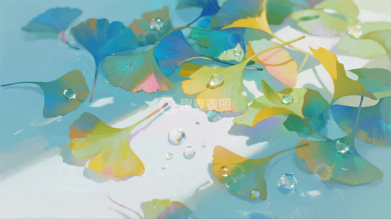 高清大图下载【趣麦麦图】色彩缤纷的银杏叶