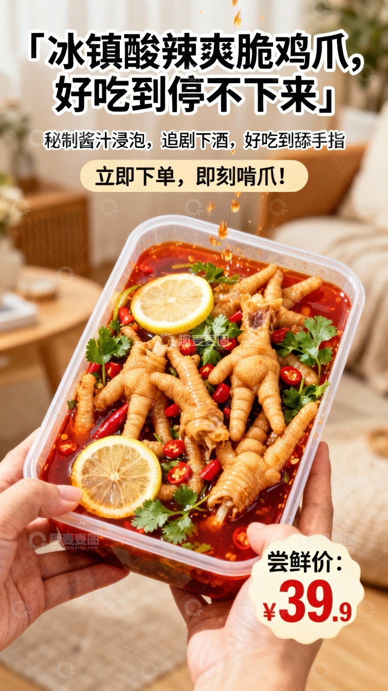 高清大图下载【趣麦麦图】酸辣无骨鸡爪