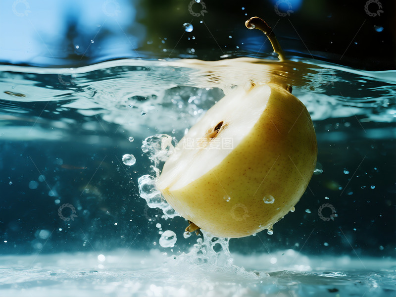 高清大图下载【趣麦麦图】鸭梨掉落到碎冰水里
