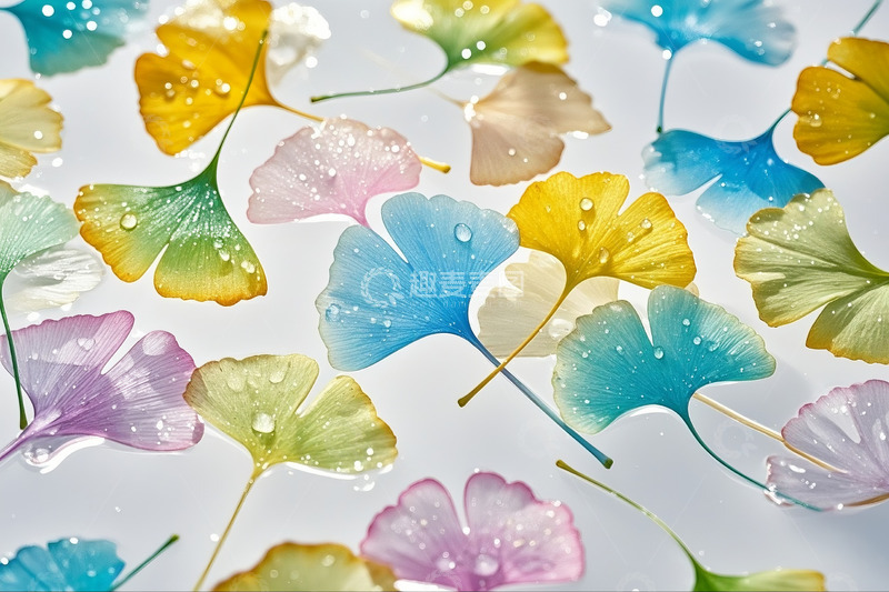 高清大图下载【趣麦麦图】色彩缤纷的银杏叶