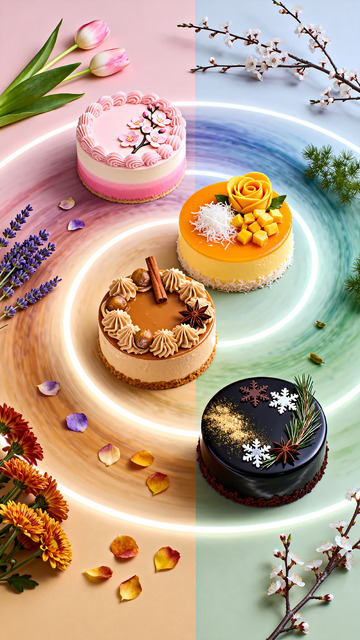 四季蛋糕美食甜点摄影图