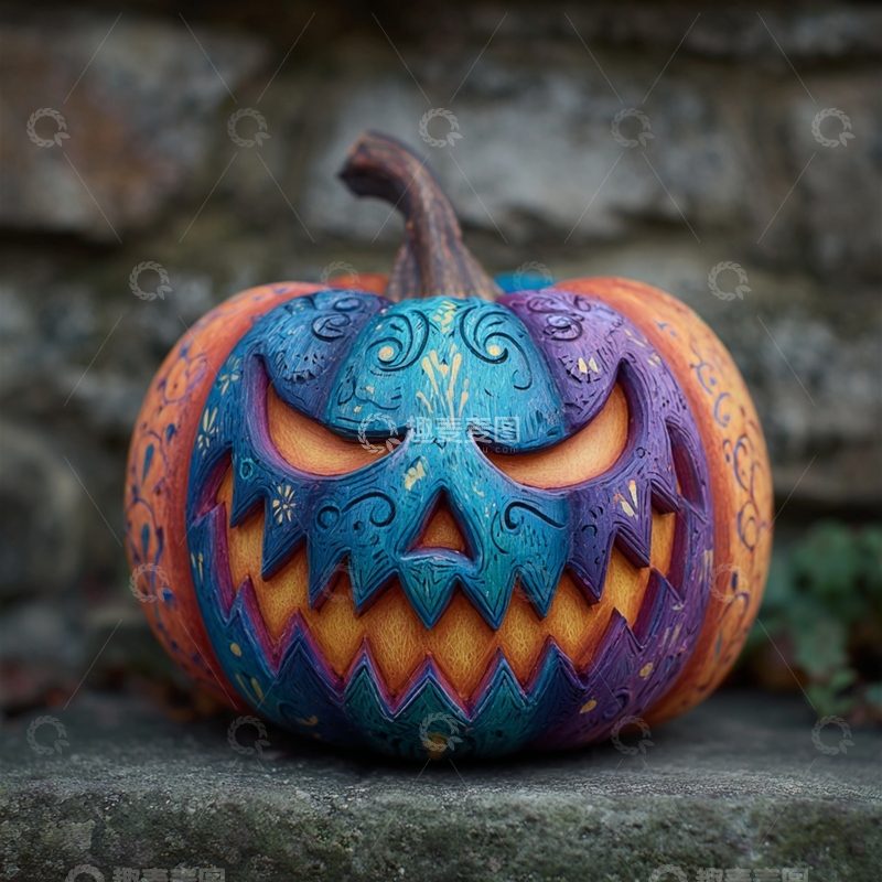 高清大图下载【趣麦麦图】万圣节创意彩绘南瓜脸