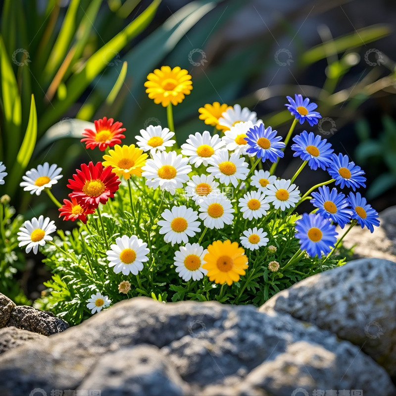 高清大图下载【趣麦麦图】石边雏菊簇簇开